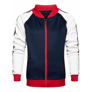 Chándal Premium para Hombre |   Conjunto de Colorblock Estilo Universitario en Azul Marino, Blanco y Rojo |   Conjunto Deportivo de Dos Piezas Estilo Bomber para Entrenamiento en Gimnasio Urbano - Product Image 3
