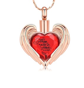 Cremation Urn <b>Necklace</b> <b>for</b> <b>Ashes</b> Stainless Steel Heart Memorial <b>Necklaces</b> <b>Ash</b> Holder <b>for</b> Human Keepsake Loved Ones Custom Size - Product Image 1