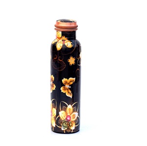 Custom 1L Sport Style Luxury Copper Water <b>Bottle</b> Handcrafted Enamel Design with <b>Drinking</b> Lid Premium Drinkware for Boiling Water - Product Image 1