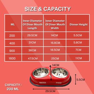 200ml <b>Metal</b> Dual Food & Water <b>Bowls</b> for <b>Dogs</b> and Cats Pet Feeder Detachable Double Dinner Stainless Steel <b>Dog</b> <b>Bowl</b> Set - Product Image 4