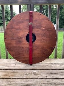 Escudo Vikingo Hecho a Mano, Históricamente Preciso, Acero con Alto Contenido de Carbono, Listones Individuales, Personalizable, Mango de Cuero DIY OEM, 23x23 Pulgadas - Product Image 4