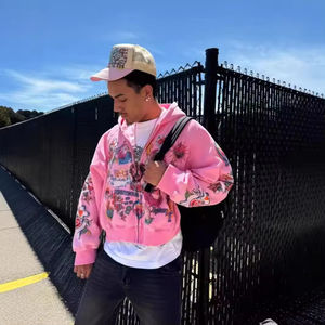 Premium Maßgeschneiderte DTG <span class=keywords><strong>Raglan</strong></span> Polyester-Baumwoll Oversized Boxy Fit Crop 450gsm 400gsm 500gsm Herren Schwergewicht Reißverschluss-Kapuzenpullover - Product Image 1