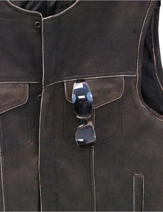 Gilet en cuir sans manches tendance de grande taille pour hommes Gilet en cuir de moto pour vente en ligne - Product Image 4