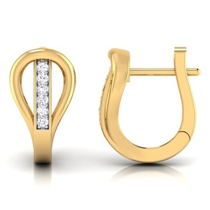 Pendientes de oro blanco sólido de 14K, pendientes redondos de corte brillante, joyería elegante, Joyería de diamantes cultivados en laboratorio - Product Image 3
