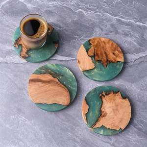 Sous-verre rond en bois de luxe avec résine à prix raisonnable utilisé dans la meilleure qualité de cuisine - Product Image 1