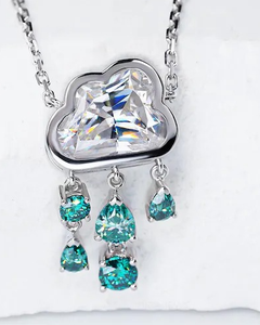 925 Stealing Sliver Moissanite Diamond Cloud Cut Raindrop Pendant - Product Image 3