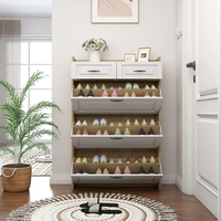 Armoire à chaussures nordique rabattable | Organisateur d'entrée multicouche de grande capacité