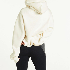 Wholesales <b>Womens</b> Hooide Oversized Cropped Hoodie Trendy Streetwear Pullover Cozy Cotton Blend Custom Front Fleece Comfortable - Product Image 2