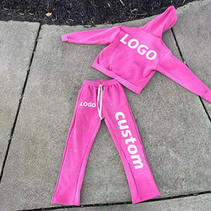 ชุดวอร์มลำลองสำหรับทุกเพศกางเกงผ้าคอตตอนชุดวอร์ม2ชิ้นทรงหลวมออกแบบโลโก้ได้ตามต้องการ - Product Image 2