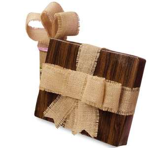 Natural Fine Burlap <b>Ribbon</b> Eco-Friendly Jute Grosgrain Solid and Floral Style for Birthday and Halloween Decorations and Gifts - Product Image 1