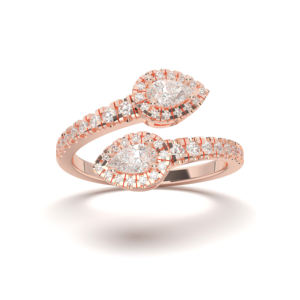 สายคาดสำหรับงานแต่งงานเพชรรูปลูกแพร์และเพชรโมอิสซาไนต์สำหรับผู้หญิงขนาด10K/14K/18K สีทองล้วน0.36กะรัต - Product Image 1