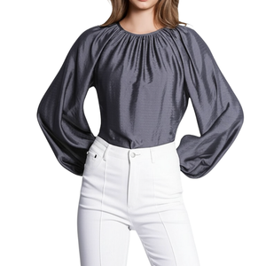 Camisa elegante informal de verano para mujer Material tejido sostenible patrón sólido lavable personalizado OEM ODM proveedor al por mayor de Vietnam - Product Image 2