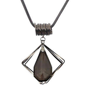 Collar llamativo de piedra de cristal de pera chapado en rodio Urthn 1107730, accesorio de moda - Product Image 1