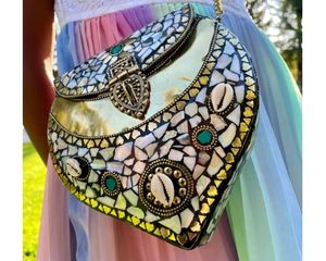 Bolso de mano de noche con mosaico metálico para damas, bolsos de mano disponibles para exportación por luxurycrafts - Product Image 2