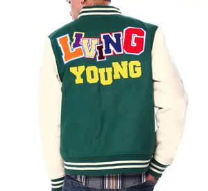 Personnalisé OEM laine corps chenille cuir manches bloc de couleur collège baseball bomber varsity veste - Product Image 3