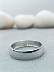 Joyería de lujo personalizada BANDA DE BODA MEDIO Pave Ajuste 925 Plata/10K 14K 18K Oro blanco Moissanite Anillo de diamantes - Product Image 4