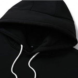 Sweat-shirt à capuche décontracté pour homme à manches longues en polaire douce avec broderie et cordons de serrage, design hivernal simple, polyester/coton - Product Image 6