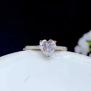 Bán buôn nhà máy trực tiếp thiết kế mới 2 CT tim phòng thí nghiệm tạo ra Kim Cương engagement Ring đối với phụ nữ