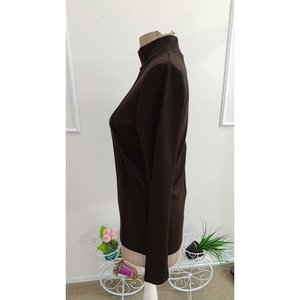 Blouse en modal côtelée à col bénitier et manches longues pour femme, 38105 - Marron - Product Image 6