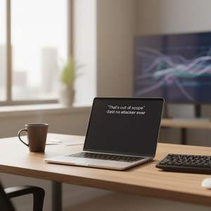 Camiseta promocional con la frase: That's Out Of Scope Said No Attacker Ever - Product Image 3