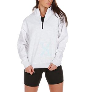 Sudaderas de calle con media cremallera y logotipo personalizado de alta calidad para mujer, sudaderas 100% de algodón hechas de alta calidad con media cremallera para mujer - Product Image 3