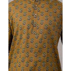 Kurta décontracté imprimé 100% coton pour hommes, chemise décontractée à motif floral pour hommes avec manches longues, tissu popeline respirant - Product Image 2