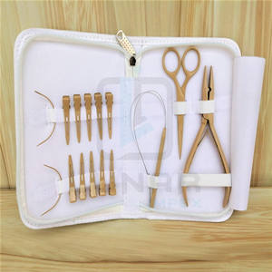 Alicates de extensión de cabello, herramientas y accesorios de Color, Kit de Funda de cuero blanco, tamaños de Micro anillos, con cable de bucle - Product Image 5