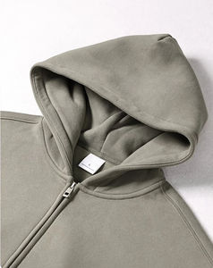 Survêtements unisexes personnalisés en molleton épais uni avec fermeture éclair, ensembles de sweat-shirts et de pantalons de survêtement pour hommes et femmes, pantalons de survêtement pour l'hiver - Product Image 5