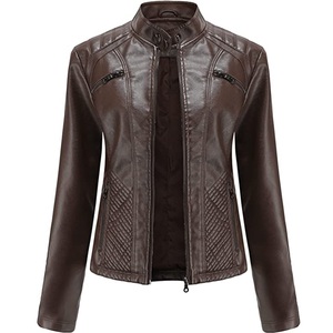 Nueva chaqueta de piel sintética de invierno de Color sólido personalizada para mujer, ajustada para trabajar al aire libre, moda en blanco con cremallera, chaquetas de cuero auténtico 2025 - Product Image 4