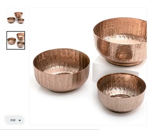 Bol en métal doré rose fait à la main Pièce maîtresse de luxe élégante Accent de table parfait pour la salle à manger ou le salon - Product Image 2
