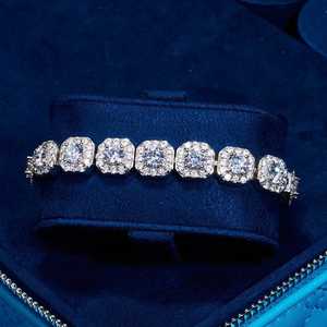 Luxurious White Gold Hip Hop Moissanite Cluster Diamond Tennis Bracelet Fashionable Vintage Style for Party or <b>Wedding</b> Gift - Product Image 1