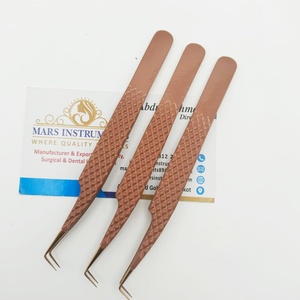 Pinzas de acero inclinadas de 90 grados, agarre de punta de fibra de precisión para extensiones de pestañas de mega volumen, pinzas de fibra de mega volumen delgadas - Product Image 2
