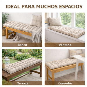 Cojín para Banco con Cubierta con Cierre, Relleno de Fibra Hueca, Cómodo para Interiores y Exteriores, con Almohada - Product Image 6