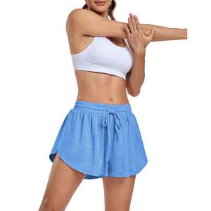 Short de tennis et de sport en polyester double couche taille haute pour femme respirant et fourrure décoré avec ceinture pour la course à pied - Product Image 2