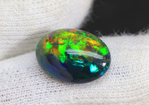 Cabujón de ópalo negro etíope natural, gemas de ópalo de fuego de galaxia Welo, piedra preciosa de ópalo negro etíope bien pulida a precio al por mayor - Product Image 3