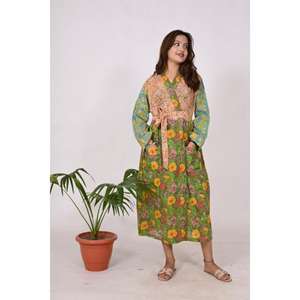 Kimono de retazos indio hecho a mano para mujer, ropa de dormir Bohemia ligera con estampado de algodón de bloque Floral, albornoz para primavera y otoño - Product Image 5