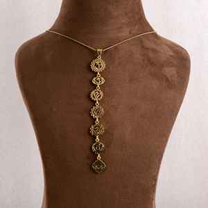 Nouveau collier en laiton pour femmes, plaqué argent et or, pendentif 7 chakras, pendentif plaqué or pour femmes et filles - Product Image 2