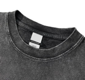 Vente en gros de t-shirts de qualité supérieure en coton à col rond délavés à l'acide t-shirts unis de coupe oversize à séchage rapide pour hommes - Product Image 2