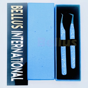 ชุดแหนบถอนขนตาสีฟ้าแวววาวมีหลายปลาย45องศาปริมาณ90องศาและแยกแหนบสแตนเลสโลโก้ที่กำหนดเอง - Product Image 6