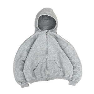 Sweat-shirts à capuche épais à fermeture éclair intégrale, délavés à l'acide, avec broderie appliquée et motifs personnalisés, style vintage, vente en gros - Product Image 2