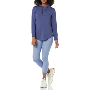 Sweat-shirt à manches longues personnalisé pour femmes Pull-over Athletic Gym Tops avec trou pour le pouce Sweat à capuche de sport tissé pour l'hiver - Product Image 2