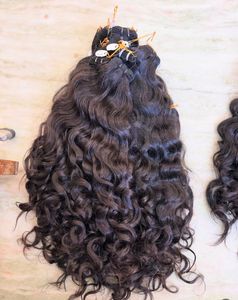 Remy Grade Indian Human Hair Curly Natural Machine Double Weft Cuticles Aligned <b>Tangle</b> Free 100gm Perm Hair Extensions - Product Image 4