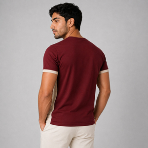 Nouveauté - T-shirts pour hommes en coton biologique 100% - Col en V - Design de col en V de haute qualité - Prix de gros - Meilleure valeur pour l'été - Product Image 5