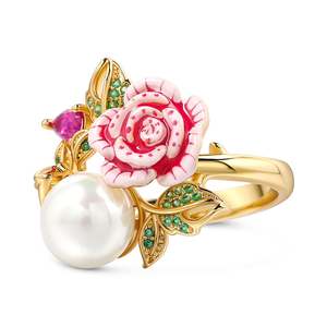 แหวนแฟชั่นเงินสเตอร์ลิงเคลือบลายดอกกุหลาบประดับมุกเลี้ยง Jeulia Cherished Love - Product Image 2
