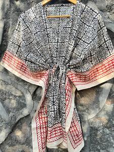 Tradicional indio hecho a mano Bagru Caftan mujeres corto étnico lavable 100% algodón vestidos casuales para ropa de noche - Product Image 6