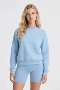 เสื้อสเวตเตอร์คอกลมผู้หญิง 300 กรัม ผ้าฝ้าย ฤดูใบไม้ผลิ ฤดูใบไม้ร่วง สไตล์ใหม่ 7 สี ลำลอง ทรงหลวม แขนยาว ใยโพลีเอสเตอร์ - Product Image 5