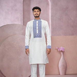 "Heritage White jacquard designer kurta - Product Image 1