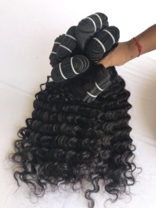 Venta al por mayor 20 ''mechones de pelo de trama de onda profunda 100% cutícula alineada templo indio camboyano extensiones de cabello humano virgen solo - Product Image 4