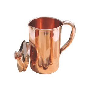 Pichet à eau ayurvédique traditionnel en cuivre pur cruche de stockage d'eau potable en métal avec couvercle - Product Image 1