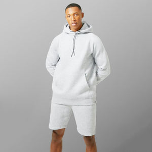 Ensemble de survêtement hiver en molleton de coton 300g pour homme, coupe ample, taille élastique, respirant, motif écossais, avec short au-dessus du genou – Qualité supérieure - Product Image 5